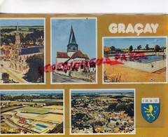 18- GRACAY - EGLISE - EGLISE SAINT OUTRILLE -OISCINE -COMPLEXE SPORTIF STADE- VUE AERIENNE - Graçay