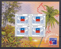 CF-YT-50 – MAYOTTE – BLOCKS – 1999 – PHILEXFRANCE 99 - Y&T # 1 MNH 12 € - Blocks & Sheetlets