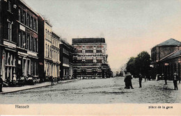 Hasselt Place De La Gare Brasserie Eygen Taverne Voie De Tram édit G. Ghuys 1908 Couleurs - Hasselt