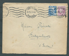 Céres Mazelin/ Lsc ( Lettre ) YVT N°679 + 718 A ,obli Lyon Préf 24/10/47, Tarif LETTRE 1er échelon  8/07/1947 - Bb16606 - 1945-47 Ceres Of Mazelin