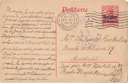 Stamped Stationery Belgium German Occupation - Sent From Brussel Bruxelles To Maastricht - German Occupation