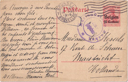 Stamped Stationery Belgium German Occupation - Sent From Brussel Bruxelles To Maastricht - Duitse Bezetting