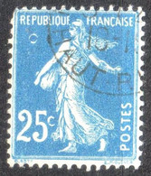 Semeuse 25c Bleu  YT 140 Variété Sur 1 Timbre - Storia Postale