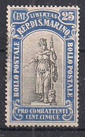 SAN MARINO 1918 PRO COMBATTENTI SASS. 58 USATO VF - Oblitérés