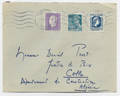 FRANCE MARIANNE ALGER +50C MERCURE RF +1FR DULAC LETTRE VILLEURBANNE 9.V.1946 AU TARIF - 1944 Hahn Und Marianne D'Alger