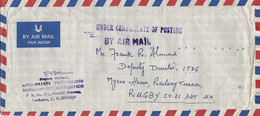 India 1985 Luckow Certificate Of Posting Rugby Cover - Covers & Documents