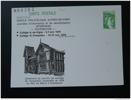 92 Courbevoie Centenaire Pavillon De Norvège Expo Universelle 1878 Entier Postal Sabine De Gandon Stationery Card - 1878 – Parigi (Francia)