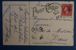 AM10 USA  BELLE CARTE 1910   POUR PARIS FRANCE + +AFFRANCH. INTERESSANT - Lettres & Documents