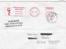 LETTRE. GREVE CORSE. BASTIA 1997. ACHEMINE PAR PERSONNEL REQUISITIONNE. PHARMACIE GIANVITI BASTIA - Autres & Non Classés