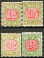 AUSTRALIA Serie X 4 Sellos Nuevos CIFRA PARA USO EN TAXE Año 1925 – Valorizada En Catálogo € 29,00 - Fiscaux
