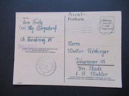 Stempel 23.7.1945 Hamburg Bergedorf 1 Ganzsache Notausgabe / Behelfsausgabe ?! Hamburg Privat PK Vom 22.8.1945 - Briefe U. Dokumente
