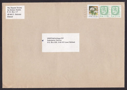 Finland: Cover To Netherlands, 1990s, 3 Stamps, 1x Imperforated, Flower, Heraldry (traces Of Use) - Briefe U. Dokumente