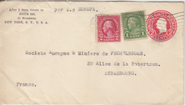 Entier 2 Cents Rouge + Complément 1c Et 2c Obl. Flamme New York Le 16 Sep 1930 Par S.S Europa Pour Strasbourg - 1921-40