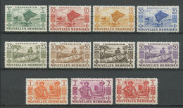 Nlle Hébrides 1953  N° 144/154 ** Neufs MNH TTB C 93 € Bateaux Boats Ships Pirogues à Voiles Sculpture Indigènes Sailboa - Nuovi