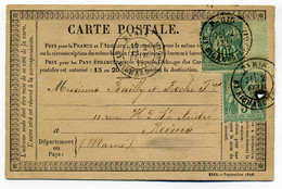 Carte Précurseur CPO / PARIS Bd Richard Lemoine /  TP SAGE YT N° 64+65 / 1877 - 1877-1920: Semi Modern Period