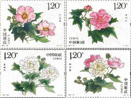 China 2021 Cotton Rose 4v Mint - Nuevos