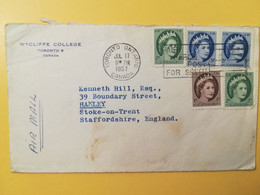 1957 BUSTA COVER INTESTATA CANADA  BOLLO QUEEN ELIZABETH OBLITERE' TORONTO SLOGAN TO ENGLAND - Briefe U. Dokumente