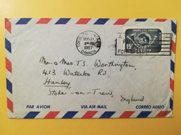 1957 BUSTA COVER AIR MAIL PAR AVION CANADA  BOLLO CONGRESS UPU OBLITERE' TORONTO SLOGAN TO ENGLAND - Lettres & Documents