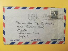 1958 BUSTA COVER AIR MAIL PAR AVION CANADA  BOLLO BIRD UCCELLO OBLITERE' TORONTO SLOGAN TO ENGLAND - Lettres & Documents