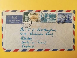 1958 BUSTA COVER AIR MAIL PAR AVION CANADA  BOLLO BRITISH COLUMBIA SAMUEL  VERENDRYE OBLITERE' MURDOCHVILLE TO ENGLAND - Storia Postale