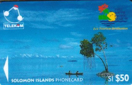 SOLOMON ISLANDS $50 CANOE PEOPLE  GPT CODE: SOL-12  WITH SP LOGO HIGH CV USED READ DESCRIPTION !! - Solomoneilanden