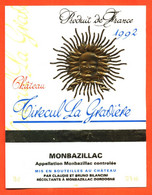 étiquette De Vin Monbazillac Chateau Tirecul La Gravière 1992 Bilancini à Monbazillac- 75 Cl - Monbazillac