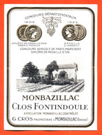 étiquette Ancienne De Vin Monbazillac Clos Fontindoule G Cros à Monbazillac - 75 Cl - Monbazillac