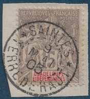 Colonies Guadeloupe Fragment N°42 15c Gris Oblitéré Dateur 1905 SAINTES/Guadeloupe "Saintes / Terre De Haut" RRR TTB - Gebraucht