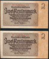 °°° GERMANY - 2 RENTENMARK 1937 CONSECUTIVE °°° - 2 Rentenmark