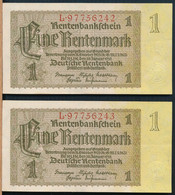 °°° GERMANY - 1 RENTENMARK 1937 CONSECUTIVE °°° - 1 Rentenmark
