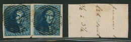 épaulette - N°2 X2 Sur Fragment (1 Margé / 1 Touché) Obl P24 "Bruxelles". Belle Frappe - 1849 Epaulettes
