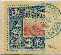 !!! CÔTE FRANÇAISE DES SOMALIS. N°15a MOITIÉ DE TIMBRE SUR FRAGMENT, SIGNÉ CALVES. TB - Used Stamps