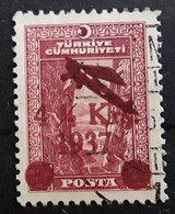 TURQUIE TURKEY TURKIYE 1938 AIRMAIL Poste Aérienne Yvert 6, Surchargé 4 1/2 K Sur 7 1/2 K Brun Carmine  Obl TB - Poste Aérienne