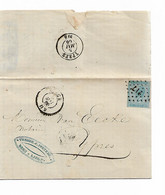 SP161/ TP 18 S/LAC Théod.C.Peeters Negt à Liège Val Benoit C.Liège 5/5/1866 +LOS PTS 217 > Ypres C.d'arrivée - Postmarks - Points