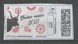 France - Frankreich Timbre Personnalisé Y&T N°MTEL LV20-084 - Michel N°BS(?) (o) - Bonne Année 2021 - Printable Stamps (Montimbrenligne)