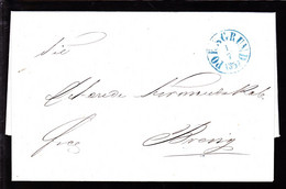 1852. Blue PORSGRUND 1 7 1852 On Beautiful Cover To Brevig. - JF103925 - ...-1855 Prefilatelia