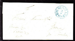 1850. Blue HOLMESTRAND 2 5 1850 On Nice Cover To Tønsberg. - JF103926 - ...-1855 Vorphilatelie