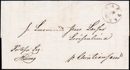 MANDAL 24 8 1859 On Small Cover To Christiansand. Marked Portofri Sag. Interesting Contents 3 Persons Want... - JF130110 - ...-1855 Préphilatélie