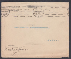 1912. NORGE. Very Interesting Official Cover Without Stamp From TRONDHJEM 23.VII.12 To Malmö. Noted On Fro... - JF368229 - ...-1855 Prefilatelia