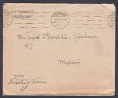 1912. NORGE. Very Interesting Official Cover Without Stamp From TRONDHJEM 19.VII.12 To Malmö. Noted On Fro... - JF368230 - ...-1855 Vorphilatelie