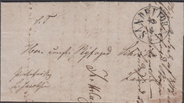 1852. NORGE. Small Cover To Laurvig Cancelled SANDEFJORD 23 4 1852. Portofri Sag. Interesting Contents.  - JF427627 - ...-1855 Préphilatélie