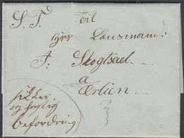 1855. NORGE. Small Beautiful Cover Dated Moen 1. November 1855. Portofri Sag. LUXUS.  - JF427638 - ...-1855 Vorphilatelie