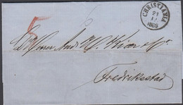 1865. NORGE. Small Cover To Frederikstad Cancelled CHRISTIANIA 23 12 1863. Noted 5 In Red Brown  - JF427643 - ...-1855 Vorphilatelie