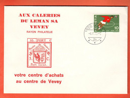 ZNE-26 Lettre Oblitération Footballeur Suisse En 1970 GAleries Du Léman à Vevey Rayon Philatélie - Used Stamps