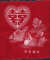 CHINA  CHINE CINA Red Double Happiness Wedding Handkerchief 24 X24 CM -2 - Mariage