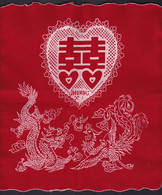 CHINA  CHINE CINA Red Double Happiness Wedding Handkerchief 24 X24 CM - 4 - Wedding