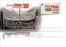 POLAND PC 2021 40TH ANNIVERSARY OF STUDENT WARNING STRIKE SOLIDARITY SOLIDARNOSC POSTAL STATIONERY MINT CP 1948 - Vignettes Solidarnosc