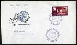 Turkey 1964 Int. Press Institute, 13th Congress | Glasses, Globe, Writing Hand, Quill Pen | Special Cover - Covers & Documents