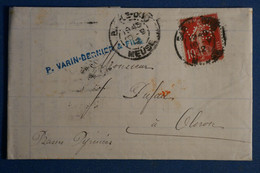 AN9 FRANCE BELLE LETTRE  1912 PERFORé VB +SEMEUSE+ BAR LE DUC  POUR OLORON + PERFIN + AFFRANCH. PLAISANT - Autres & Non Classés