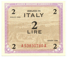 2 LIRE OCCUPAZIONE AMERICANA IN ITALIA MONOLINGUA FLC 1943 QFDS - Geallieerde Bezetting Tweede Wereldoorlog